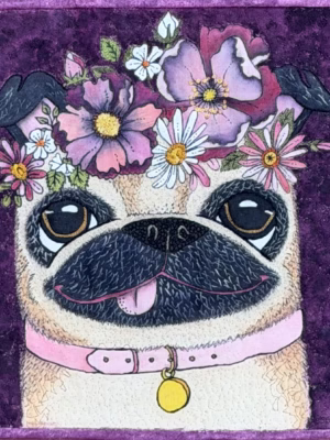 RETRATO DE AFETO - O PUG E AS FLORES