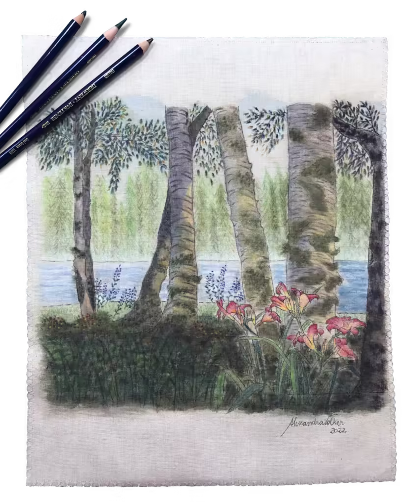 Inktense Pencils & Posca Markers on Fabric